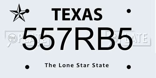 557RB5 Texas License Plate
