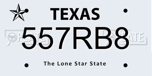 557RB8 Texas License Plate