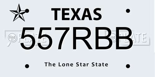 557RBB Texas License Plate