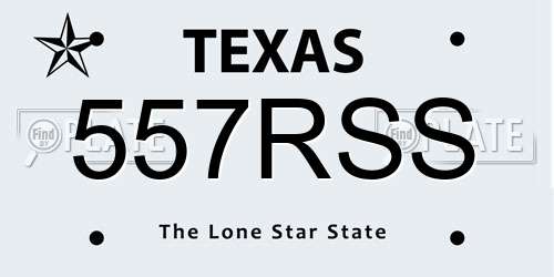 557RSS Texas License Plate