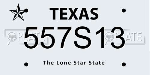 557S13 Texas License Plate