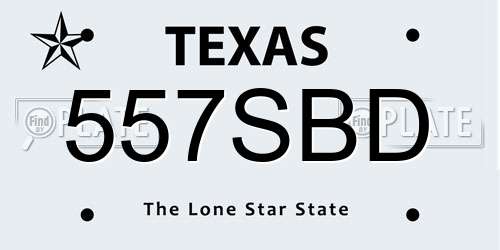 557SBD Texas License Plate