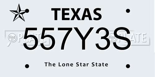 557Y3S Texas License Plate