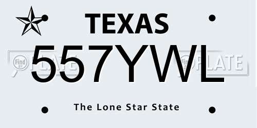 557YWL Texas License Plate