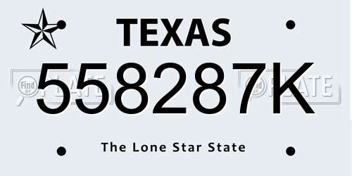 558287K Texas License Plate