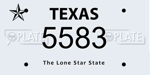 5583 Texas License Plate
