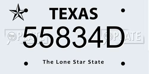 55834D Texas License Plate