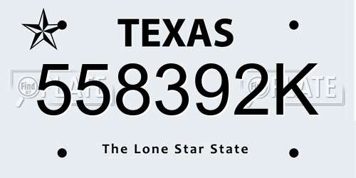 558392K Texas License Plate