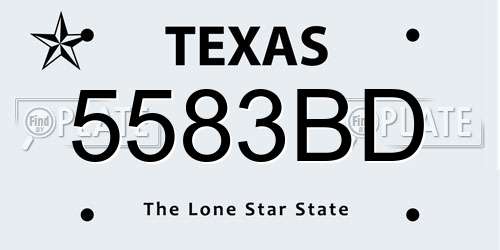 5583BD Texas License Plate