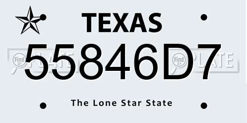 55846D7 Texas License Plate