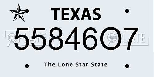 55846O7 Texas License Plate