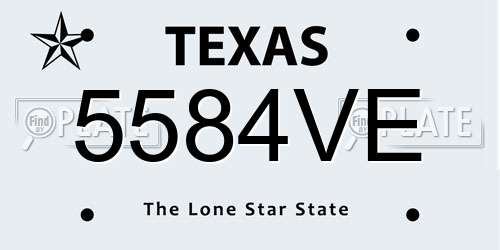5584VE Texas License Plate