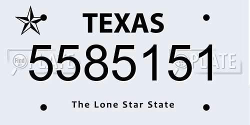 5585151 Texas License Plate