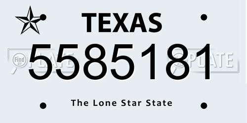 5585181 Texas License Plate