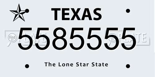 5585555 Texas License Plate