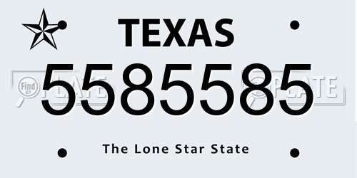 5585585 Texas License Plate