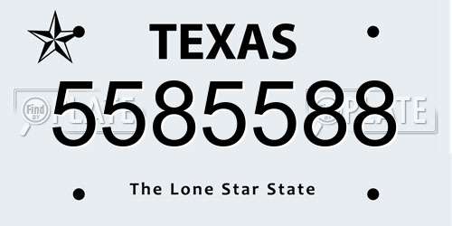5585588 Texas License Plate