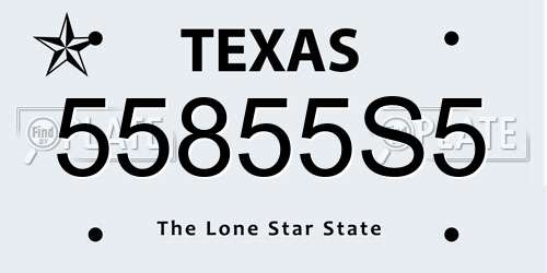 55855S5 Texas License Plate