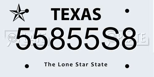 55855S8 Texas License Plate