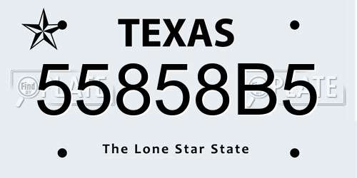55858B5 Texas License Plate