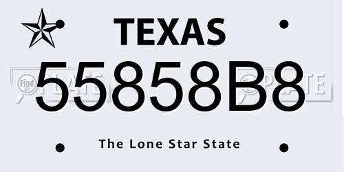 55858B8 Texas License Plate