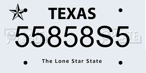 55858S5 Texas License Plate