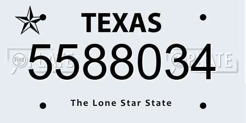 5588034 Texas License Plate