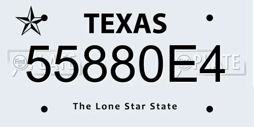 55880E4 Texas License Plate