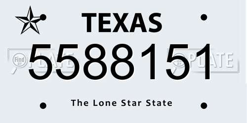 5588151 Texas License Plate
