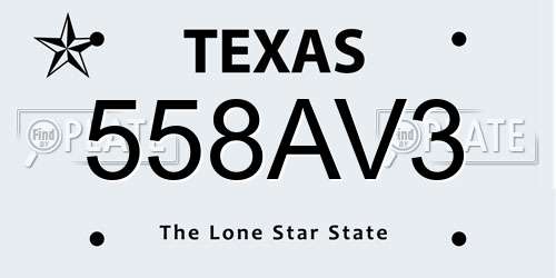 558AV3 Texas License Plate