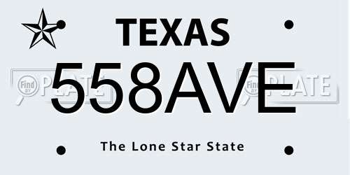 558AVE Texas License Plate
