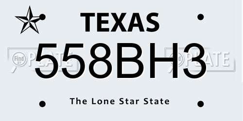 558BH3 Texas License Plate