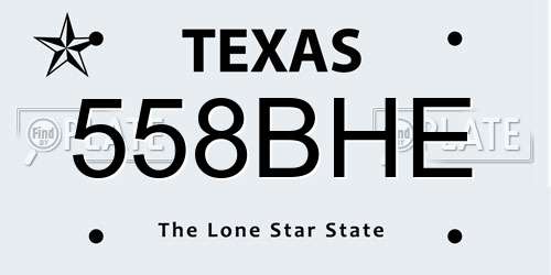 558BHE Texas License Plate