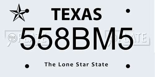 558BM5 Texas License Plate