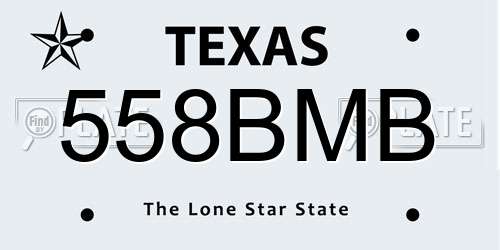 558BMB Texas License Plate