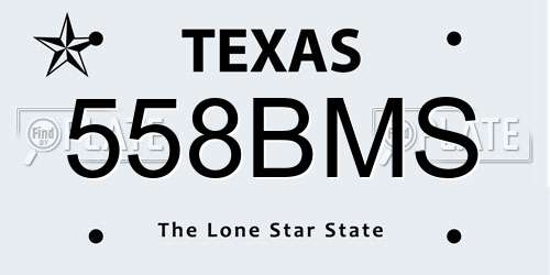 558BMS Texas License Plate