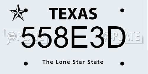 558E3D Texas License Plate