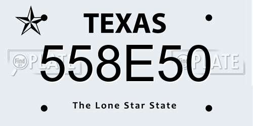 558E50 Texas License Plate