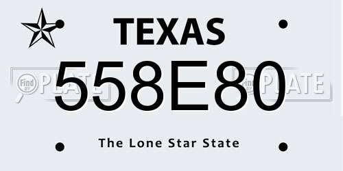 558E80 Texas License Plate