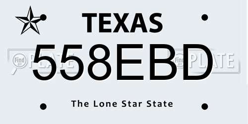 558EBD Texas License Plate