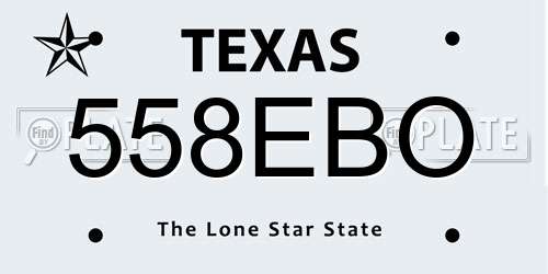 558EBO Texas License Plate