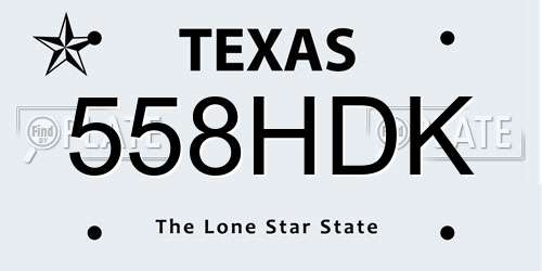 558HDK Texas License Plate