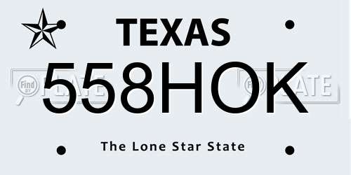 558HOK Texas License Plate