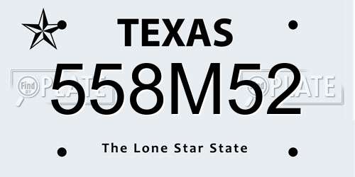558M52 Texas License Plate
