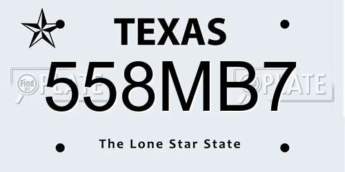 558MB7 Texas License Plate