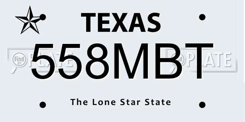 558MBT Texas License Plate
