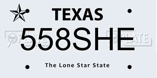 558SHE Texas License Plate
