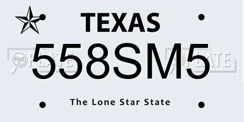 558SM5 Texas License Plate