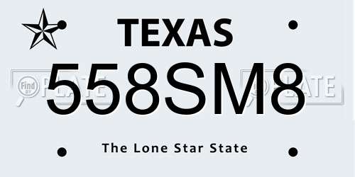 558SM8 Texas License Plate