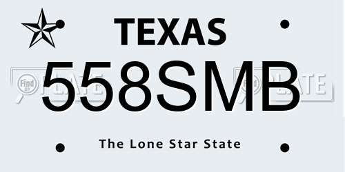 558SMB Texas License Plate